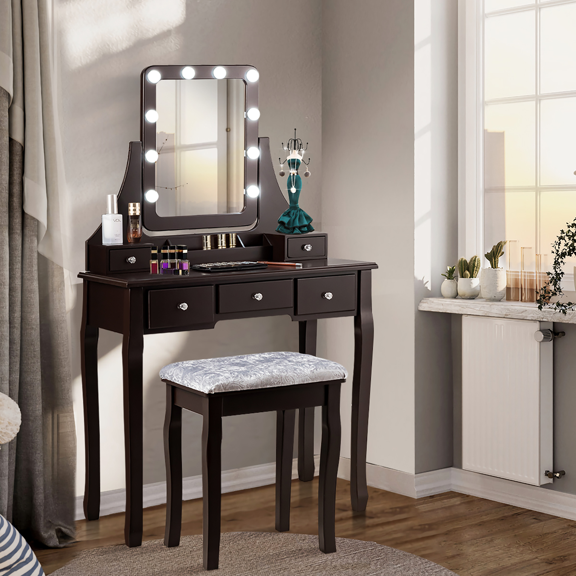 Vanity Dressing Table with Cushioned Bench - Dressing Table CF