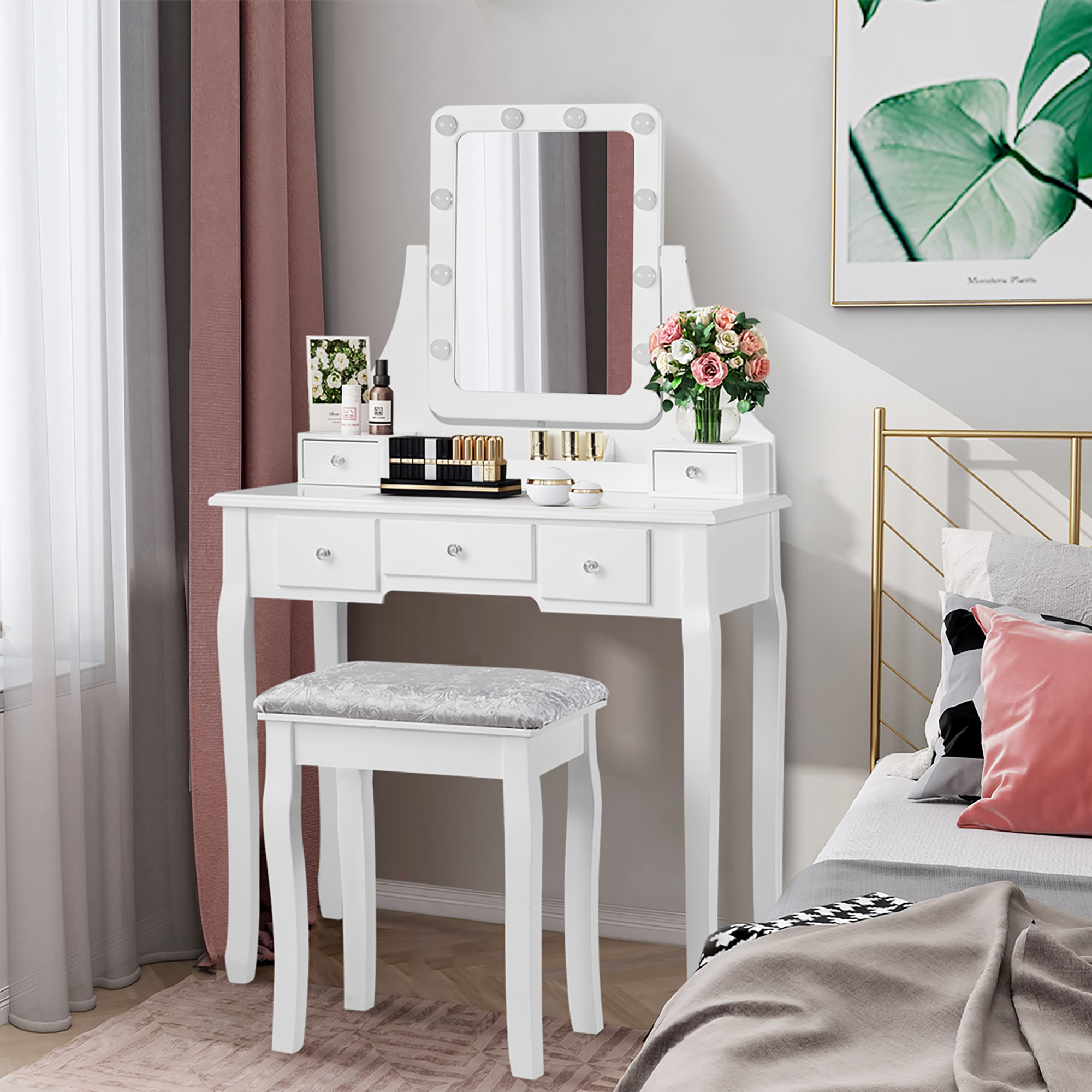 Vanity Dressing Table with Cushioned Bench - Dressing Table WH