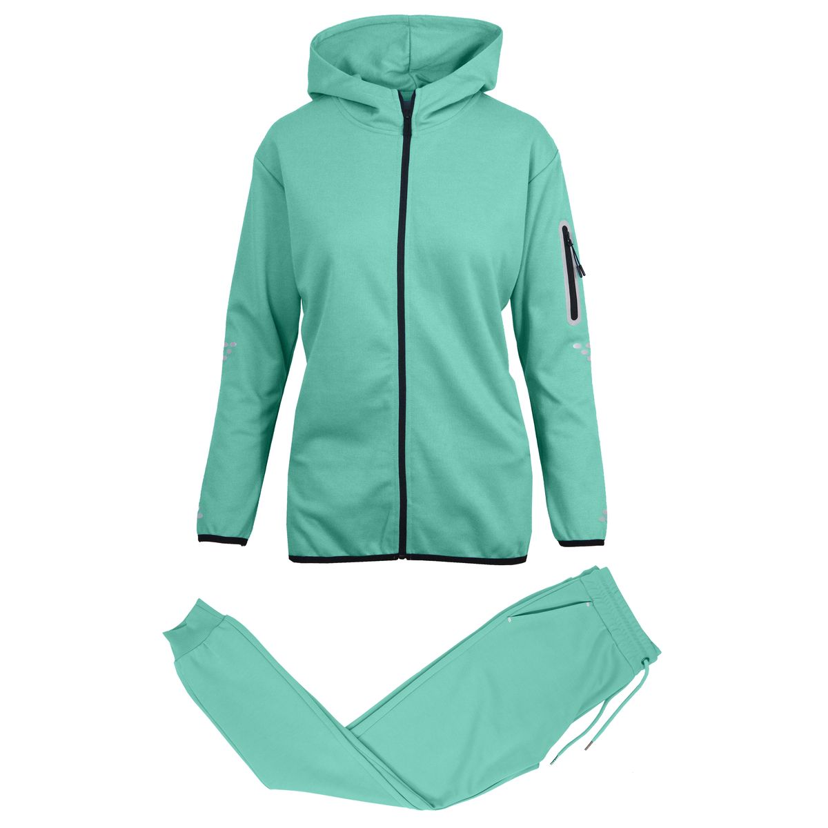Women’s Fleece Zippered Hoodie and Jogger Set - Large - Mint Green