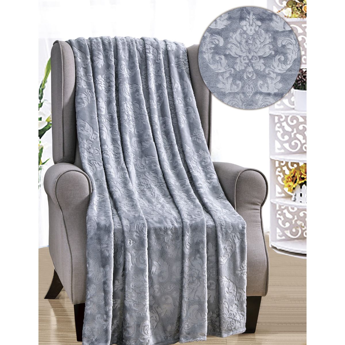 Large Cozy Throw Blanket (2-Pack) - Versailles - Grey