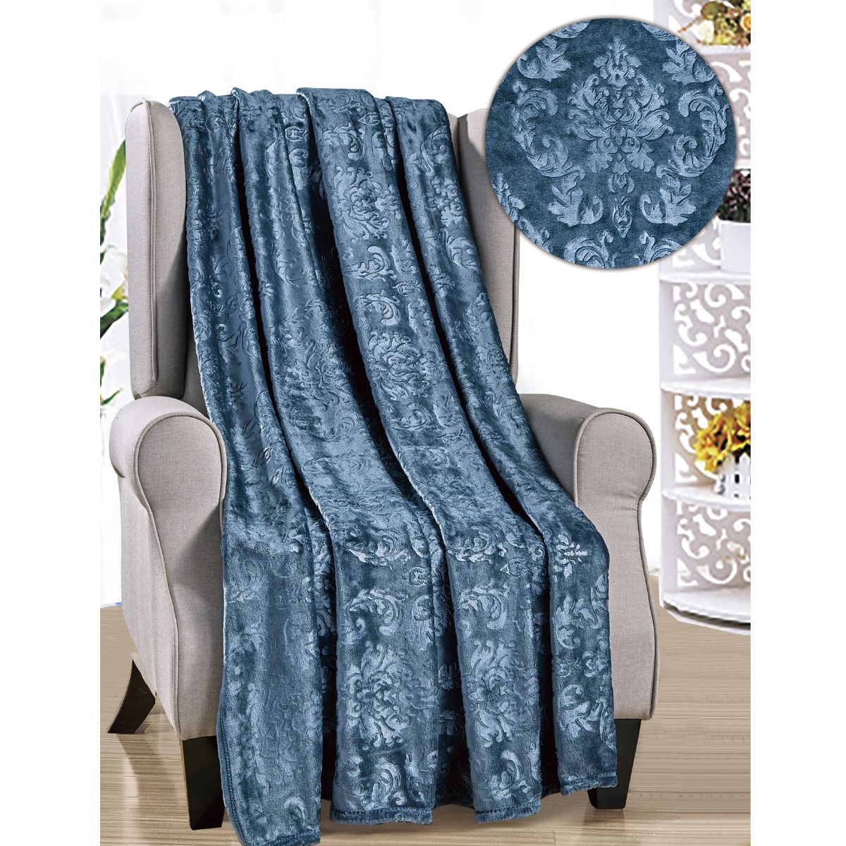 Large Cozy Throw Blanket (2-Pack) - Versailles - Oxford Blue