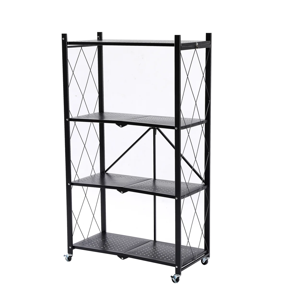 Foldable Storage Shelf with Wheels (3/4/5-Tier Options) - 4-Tier