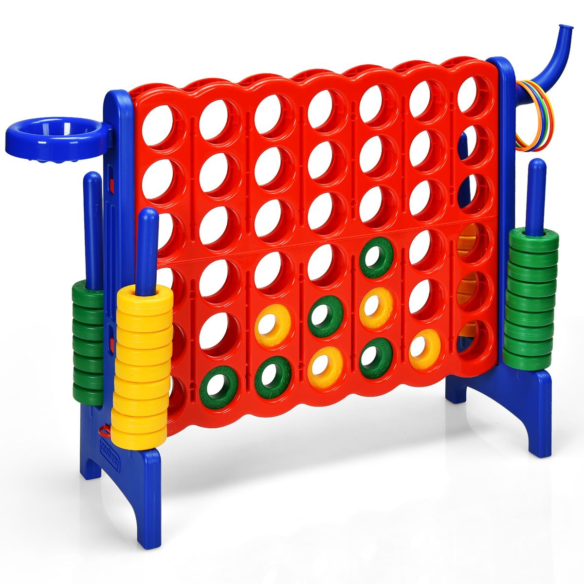 4-in-a-Row Giant Game Set with Basketball Hoop (Optional Carrying Bag) -  4-in-a-Row Giant Game Set Blue
