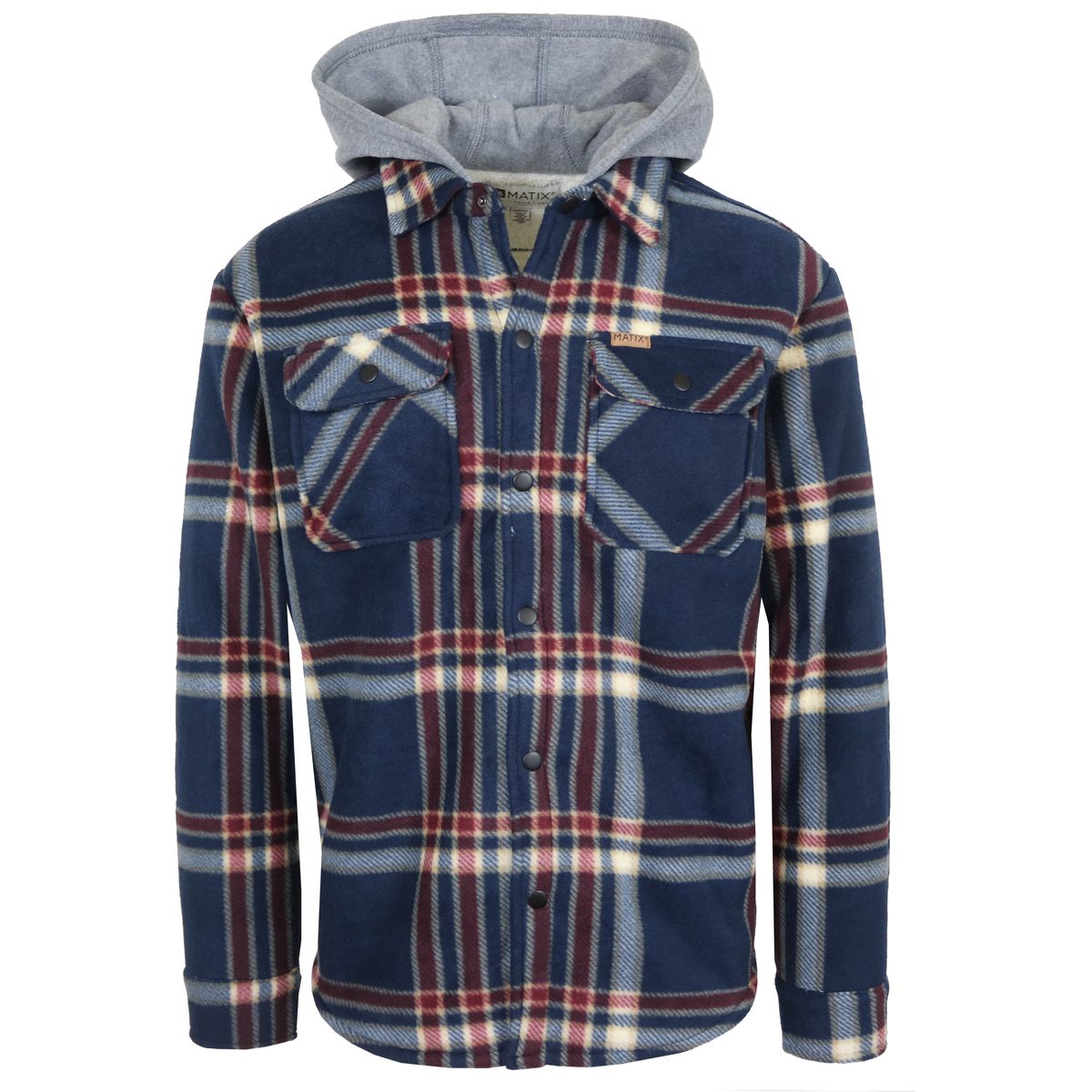 Men’s Hooded Flannel Sherpa-Lined Shacket - X-Large - Navy