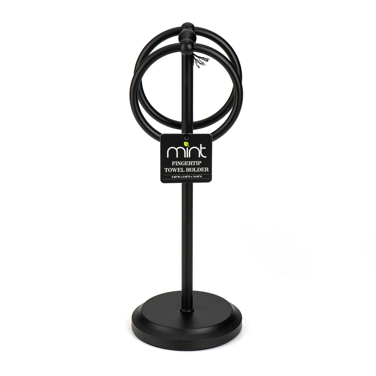 Steel Towel Stand with 2 Hanging Rings - Matte Black