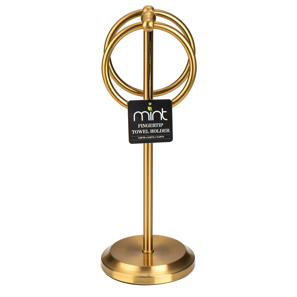 Steel Towel Stand with 2 Hanging Rings - Aged Brass
