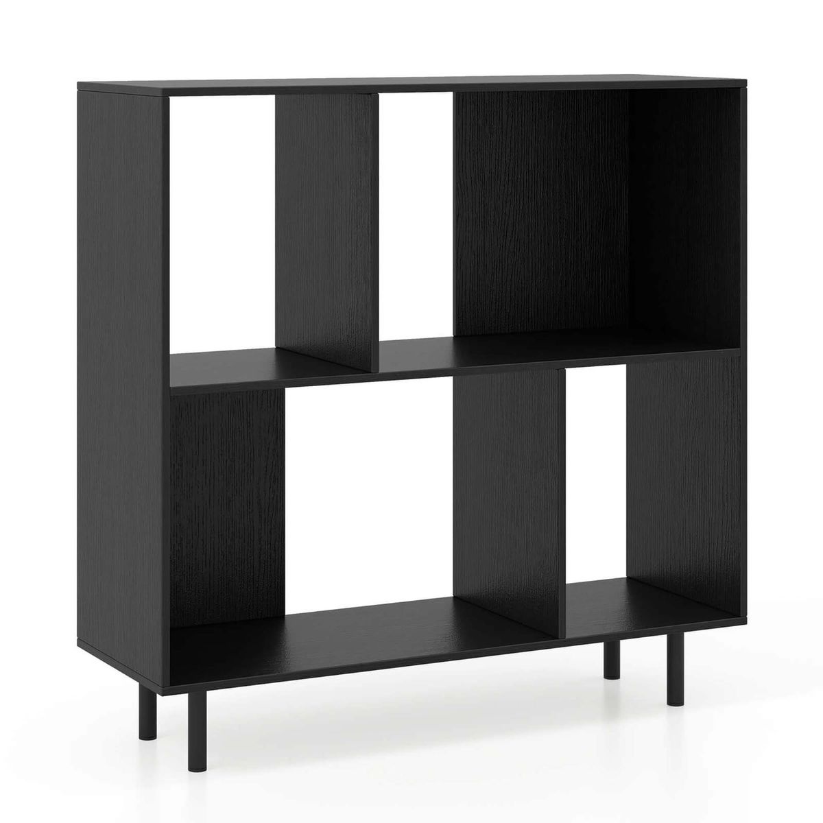 Mid Century Open-Shelf Bookcase  - Bookcase -Black