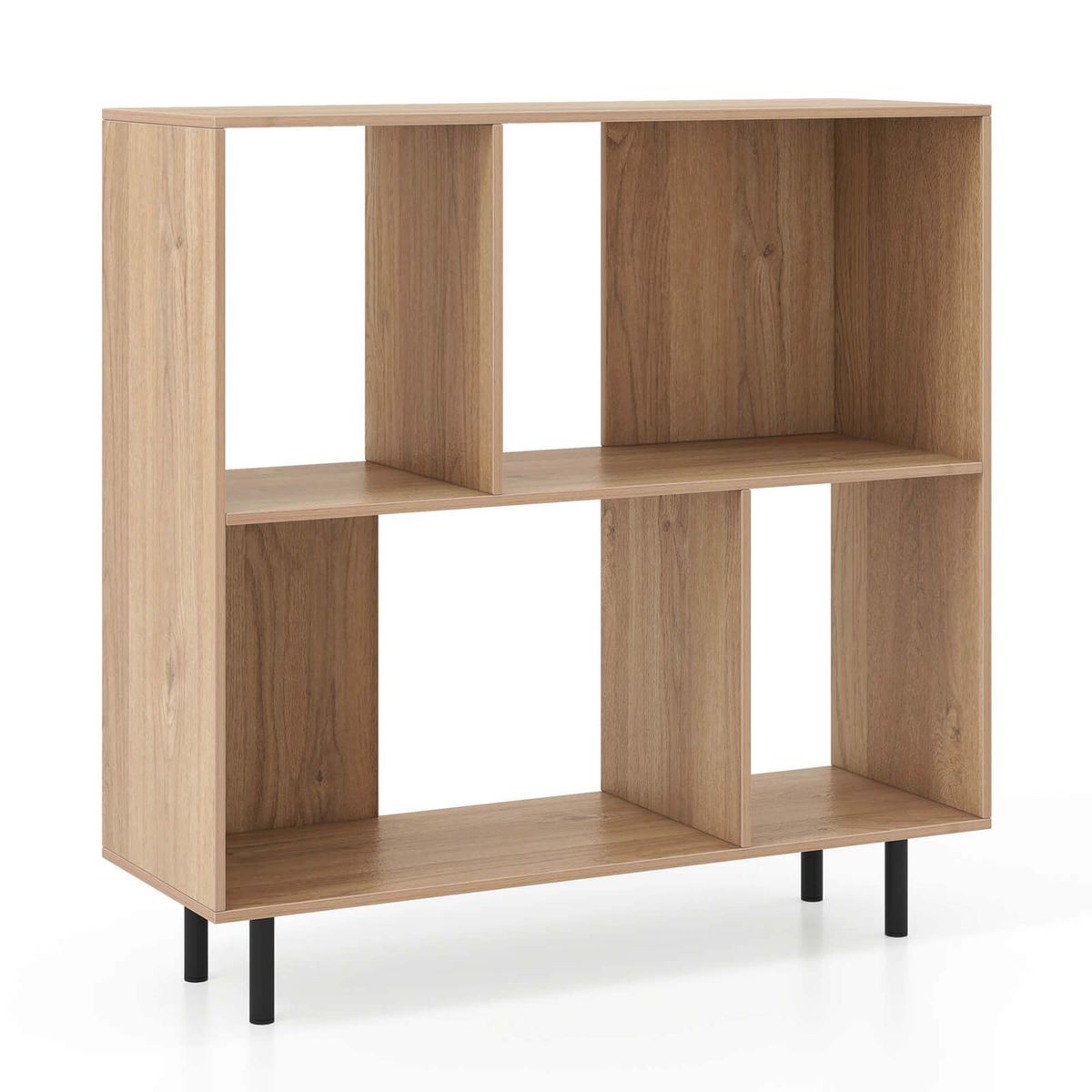 Mid Century Open-Shelf Bookcase  - Bookcase -Natural