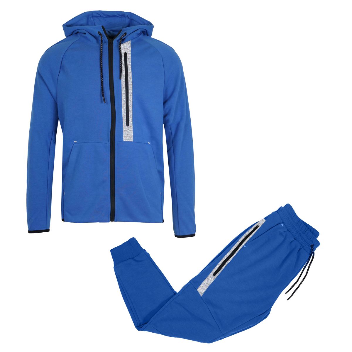 Men's Full-Zip Tech Fleece Hoodie and Jogger Set with Reflective Trim - GBT24-4934 - RY - L
