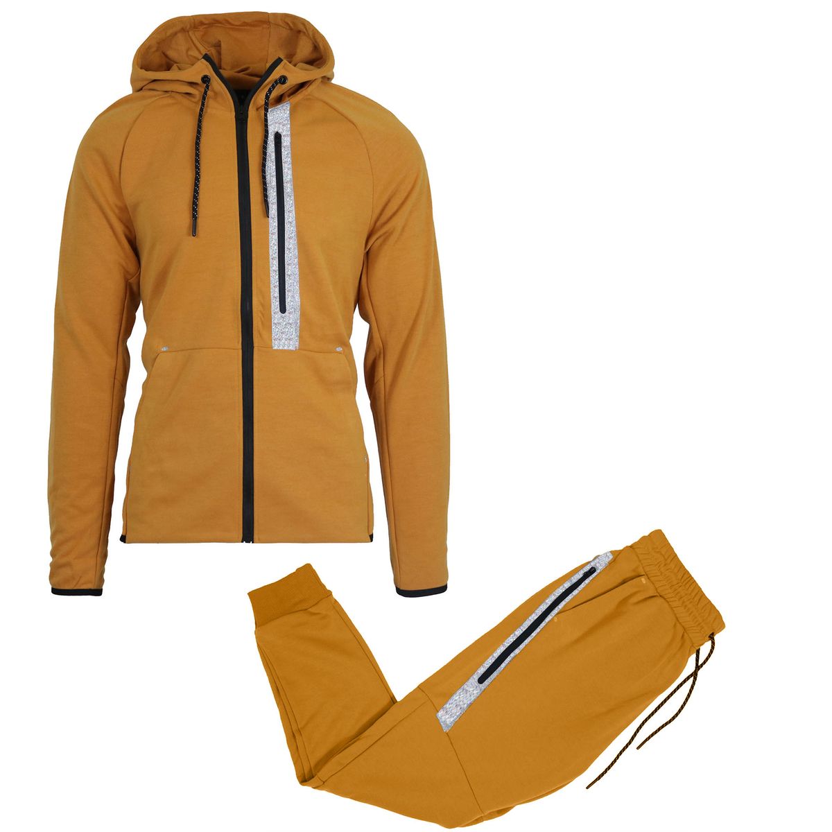 Men's Full-Zip Tech Fleece Hoodie and Jogger Set with Reflective Trim - GBT24-4934 - TB - 3XL