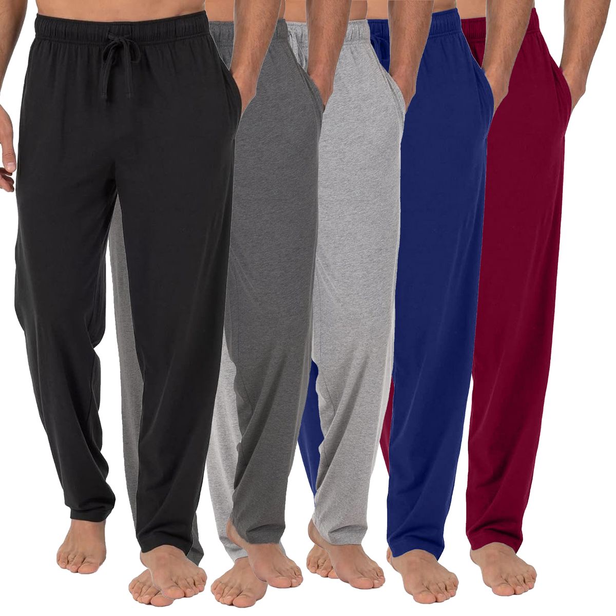 Men's Classic Lounge Pants (5-Pack) - G/MLPJ-700 - BK-CH-HG-NV-BG-M