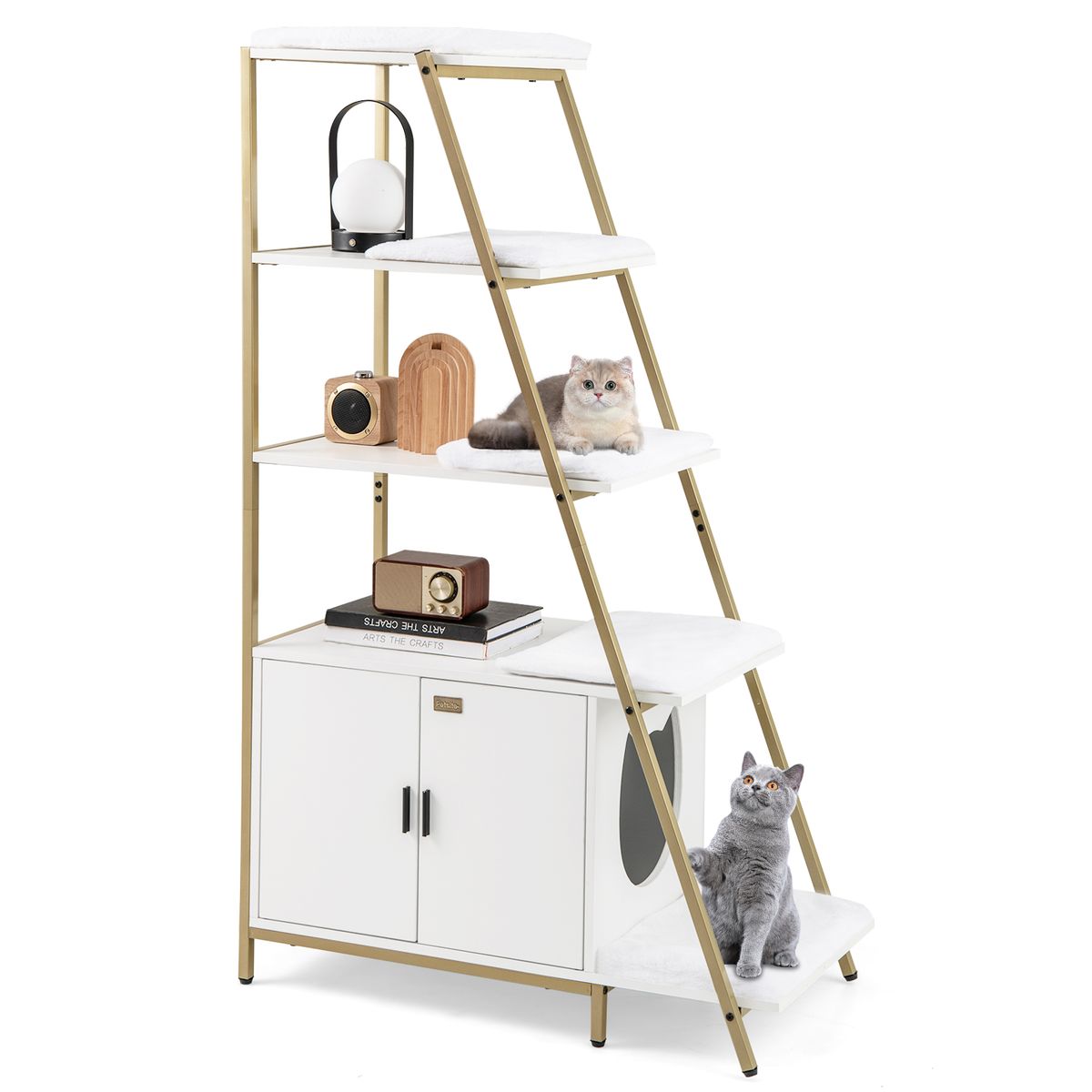 2-in-1 Large Cat Litter Box Enclosure  - Costway Large Cat Litter Box