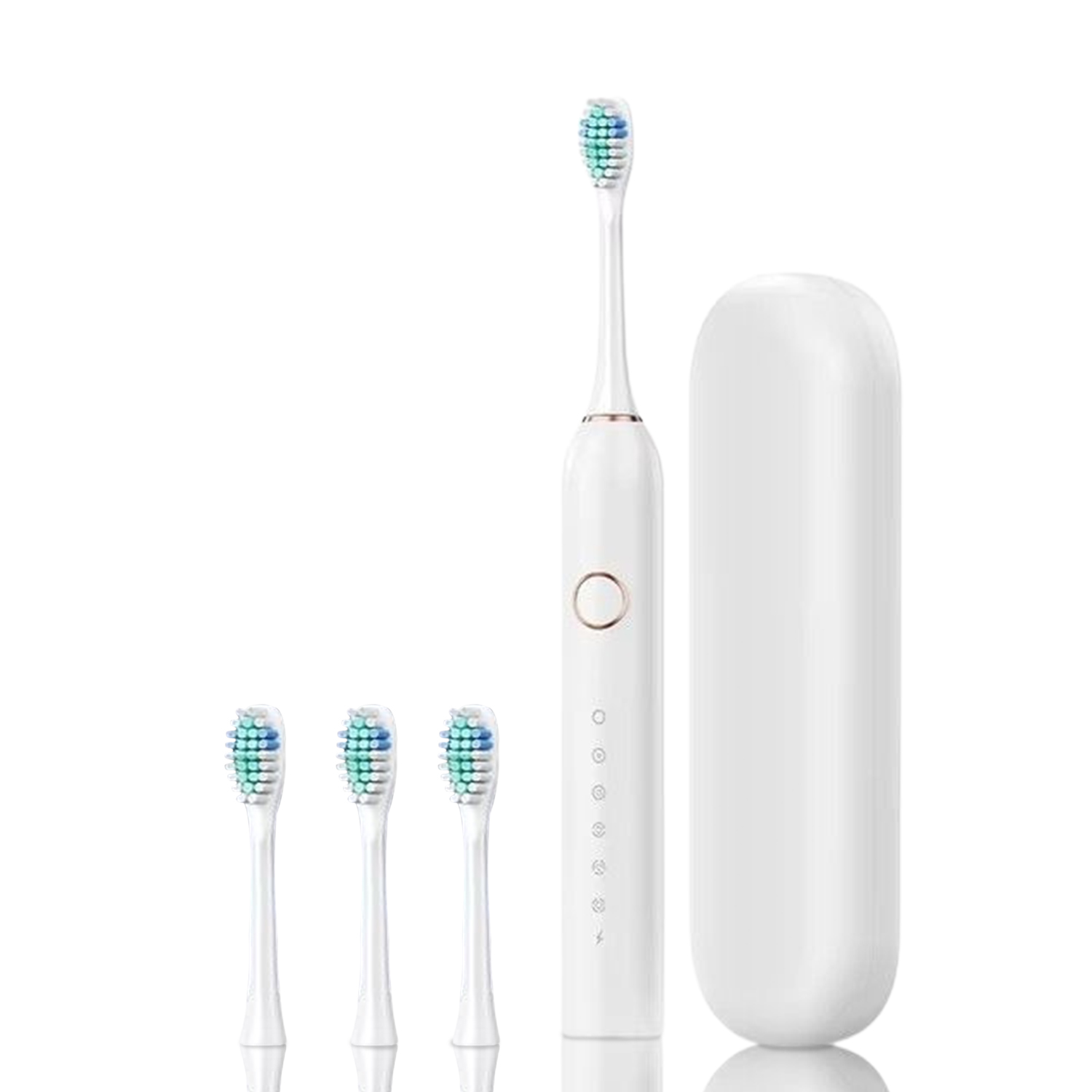 Electric Toothbrush With 4 Brush Heads - White