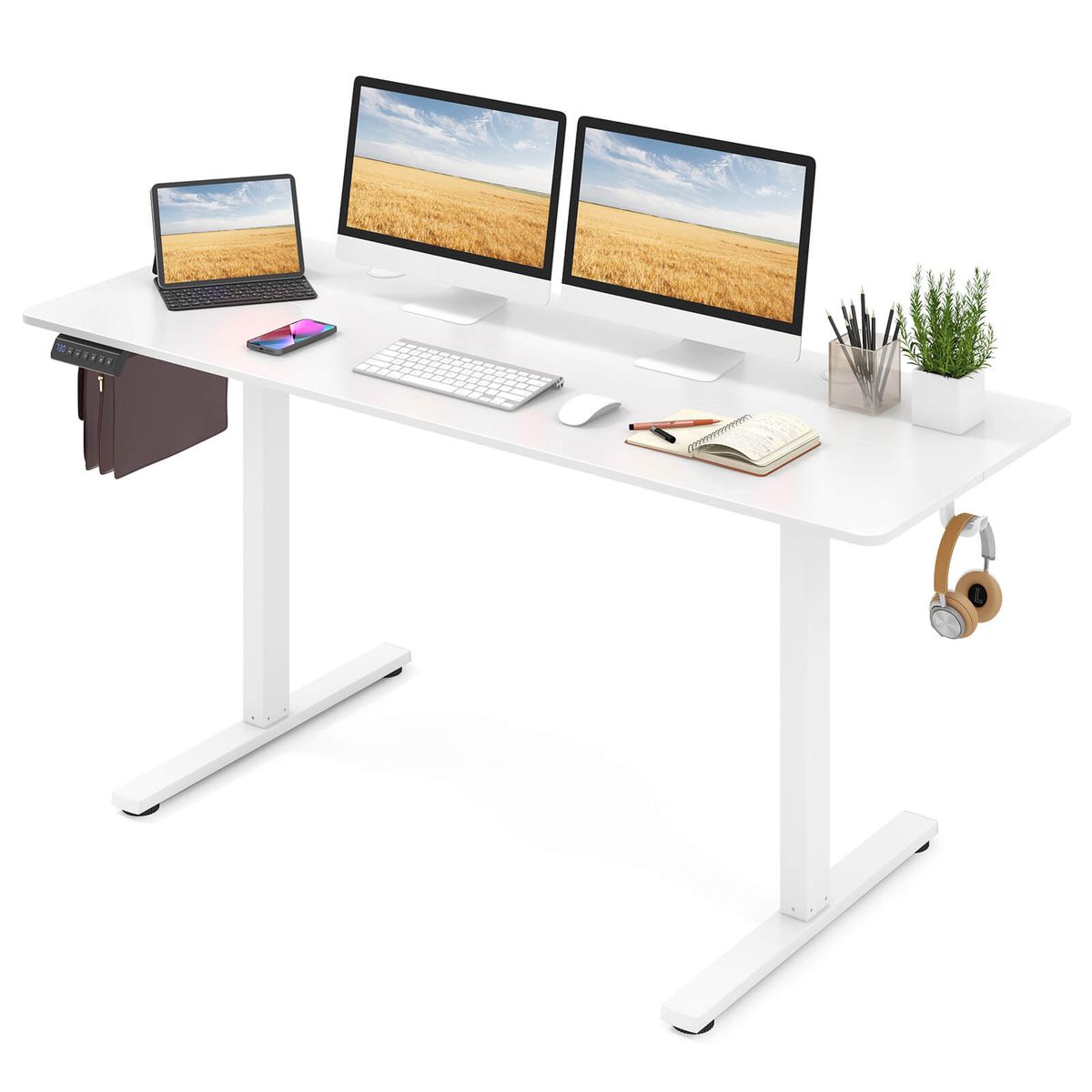 Adjustable Electric Stand Desk - Standing Desk -White