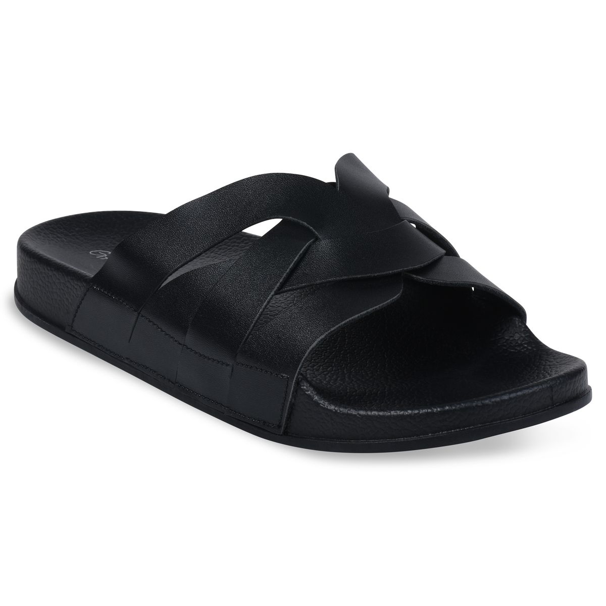 GaaHuu Women's Footbed Pool Slide Sandals - Black Braided Medium 7-8
