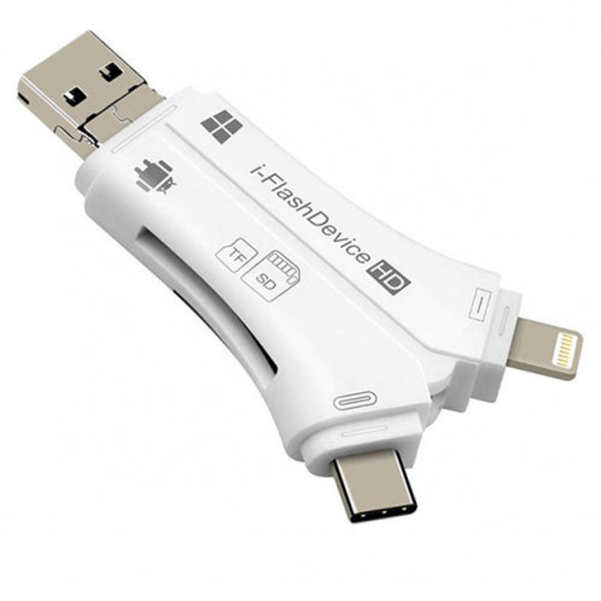4-in-1 SD Memory Card Reader & Adapter  - 16 GB / White