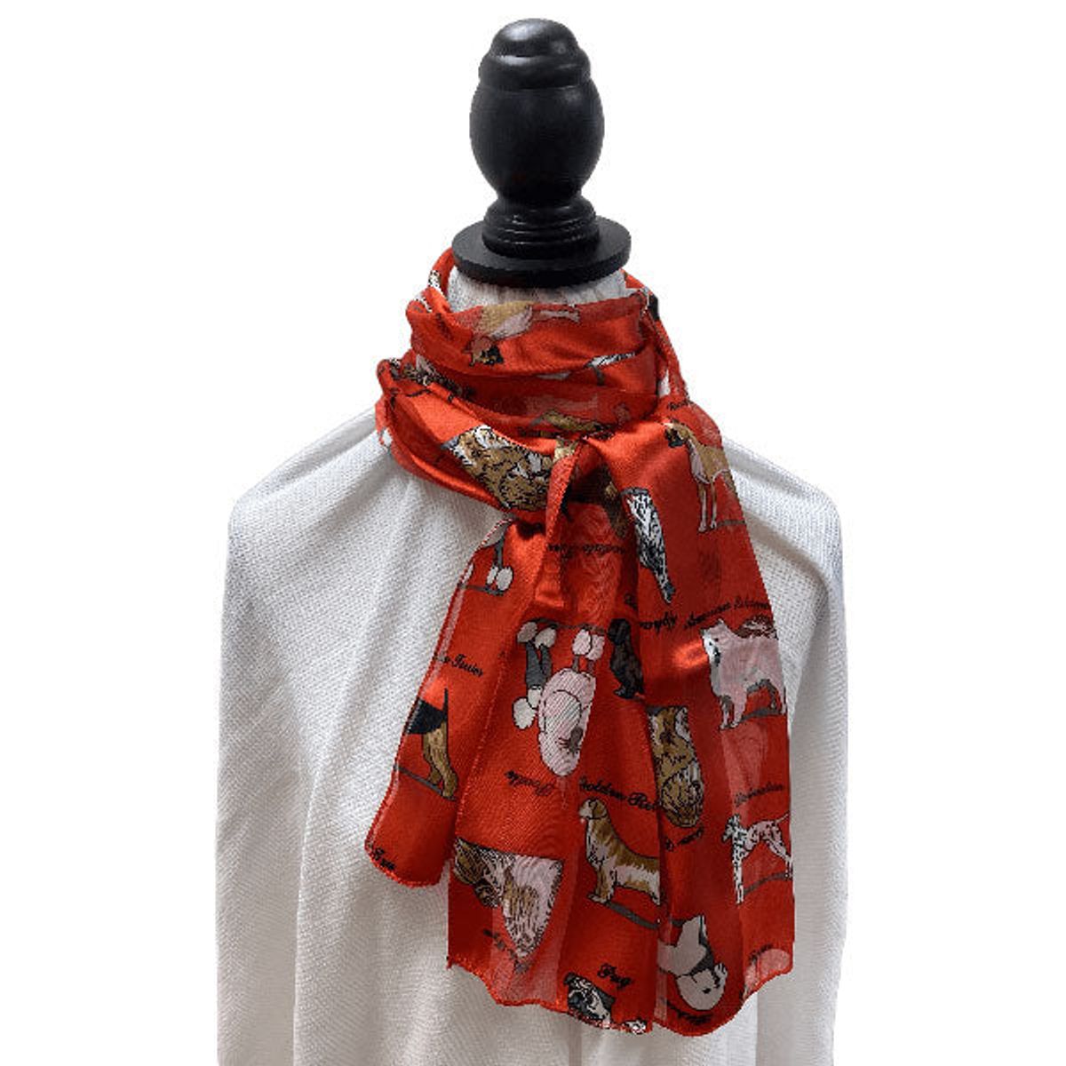 Pet Lover's Sheer Scarf - Red-Dog