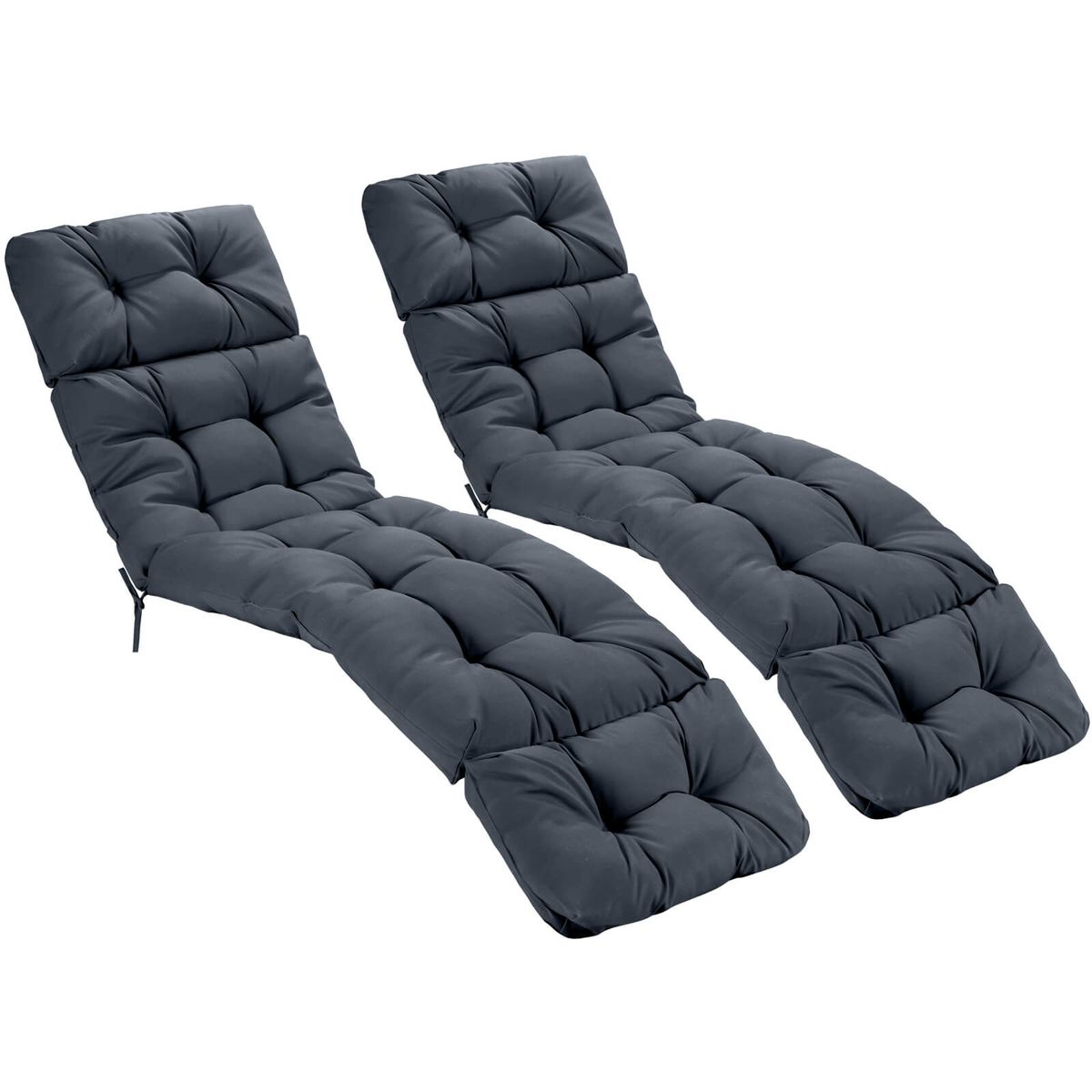 Outdoor Chaise Lounge Cushion with Ties (2-Pack) - Orange
