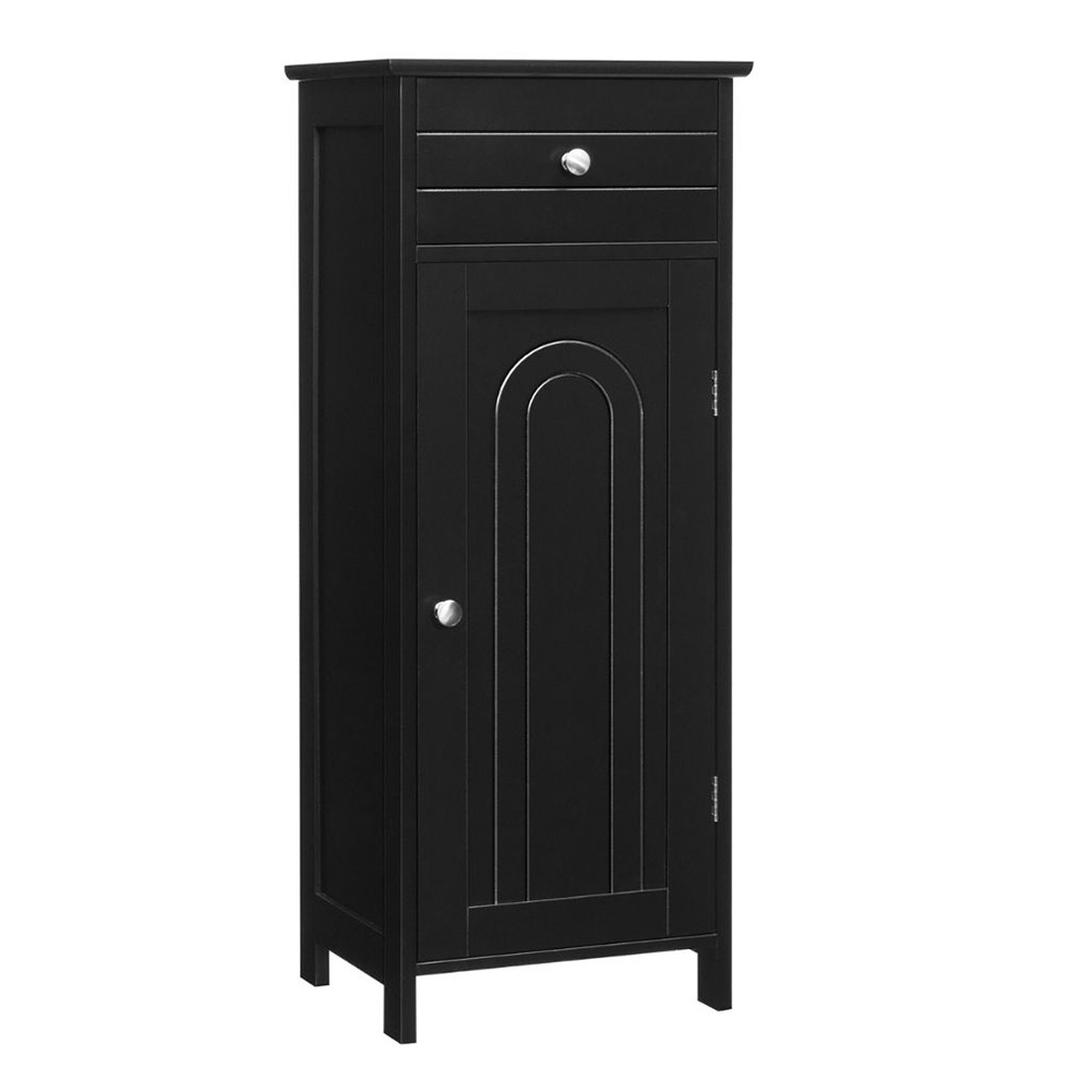 Free-Standing Bathroom Floor Cabinet with Drawer - Black