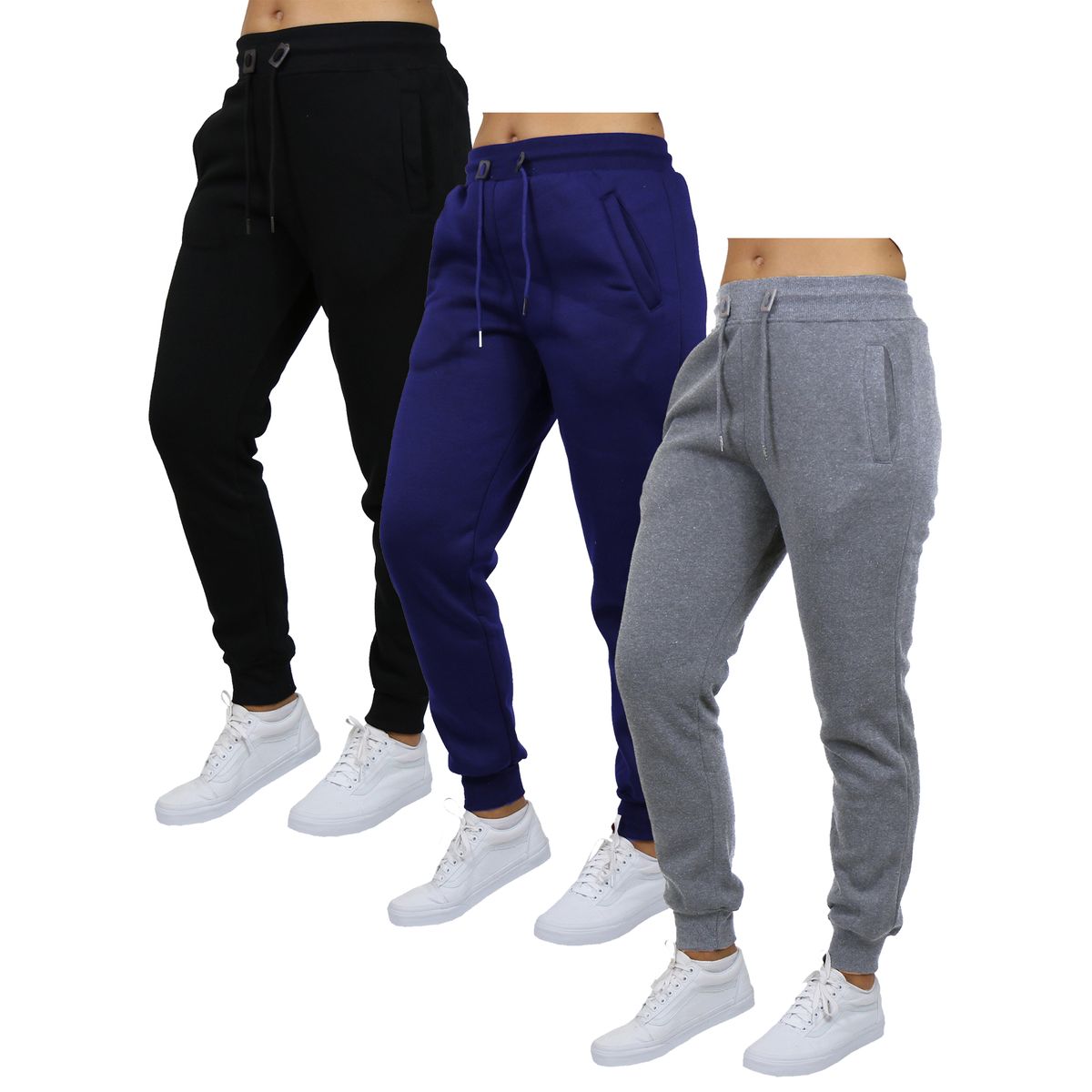 Women's Heavyweight Oversized Loose-Fit Fleece Jogger Sweatpants (3-Pack) - JWH/WFP-400-BNH - M