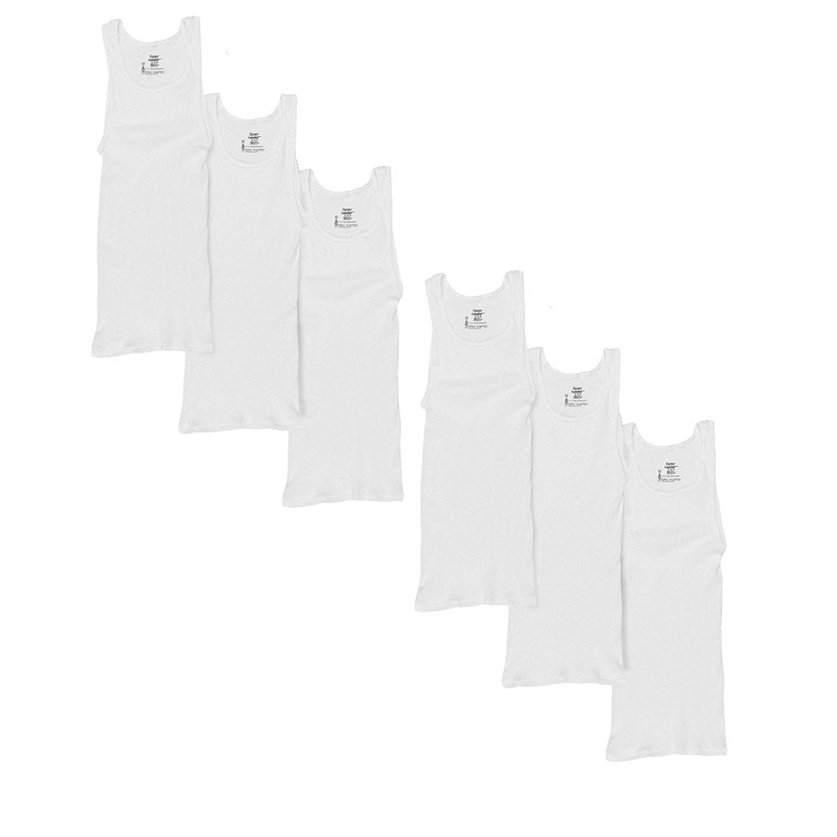 Hanes Men's ComfortSoft 100% Cotton Tagless Undershirt (6-Pack) - Tank / S
