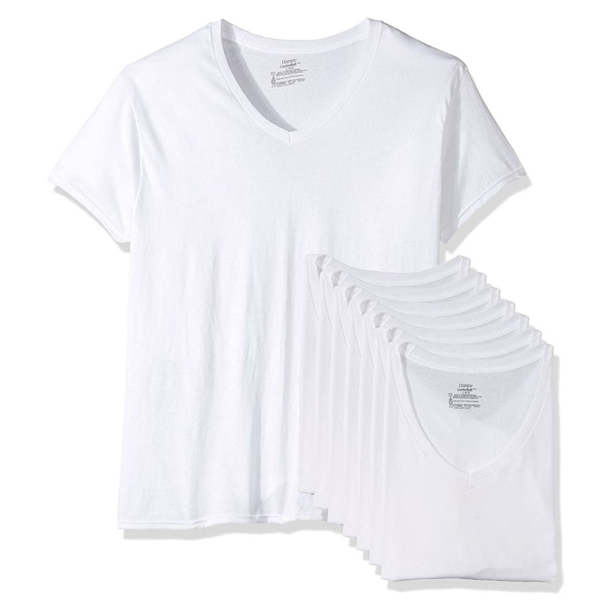 Hanes Men's ComfortSoft 100% Cotton Tagless Undershirt (6-Pack) - V-Neck / L