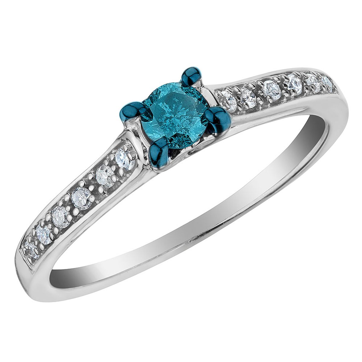 1/3 Carat (ctw) Blue and White Diamond Ring in Sterling Silver - Ring size: 6