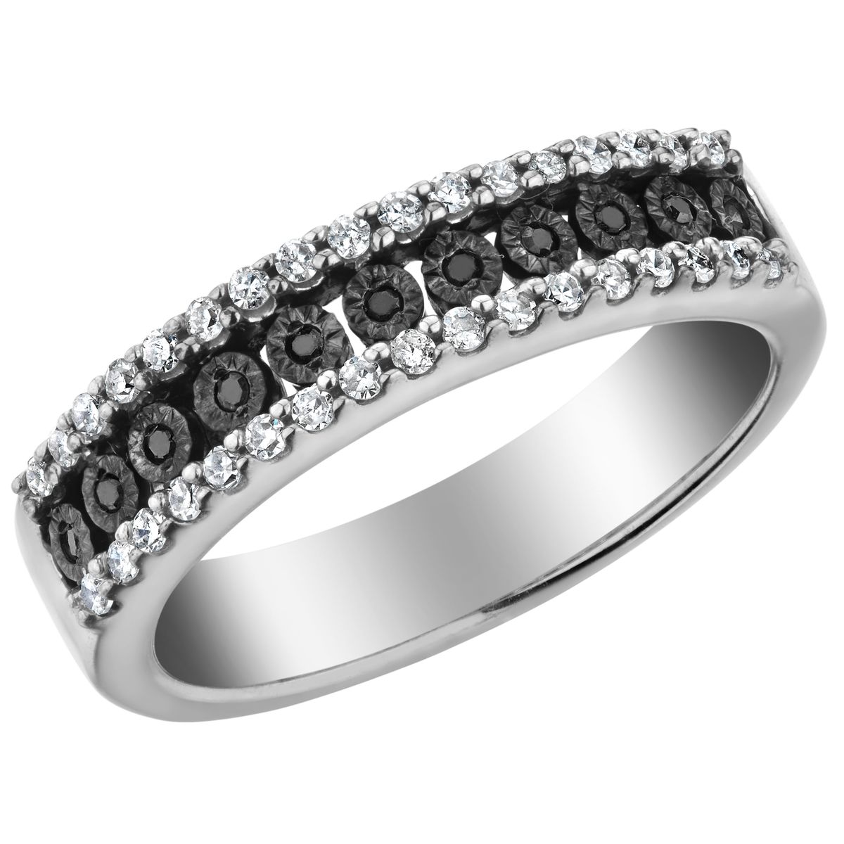 1/4 Carat (ctw) Black and White Diamond Ring in Sterling Silver - Ring size: 5