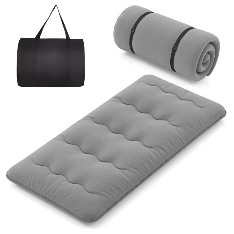 Futon Mattress with Washable Cover and Carrying Bag - Grey-Twin