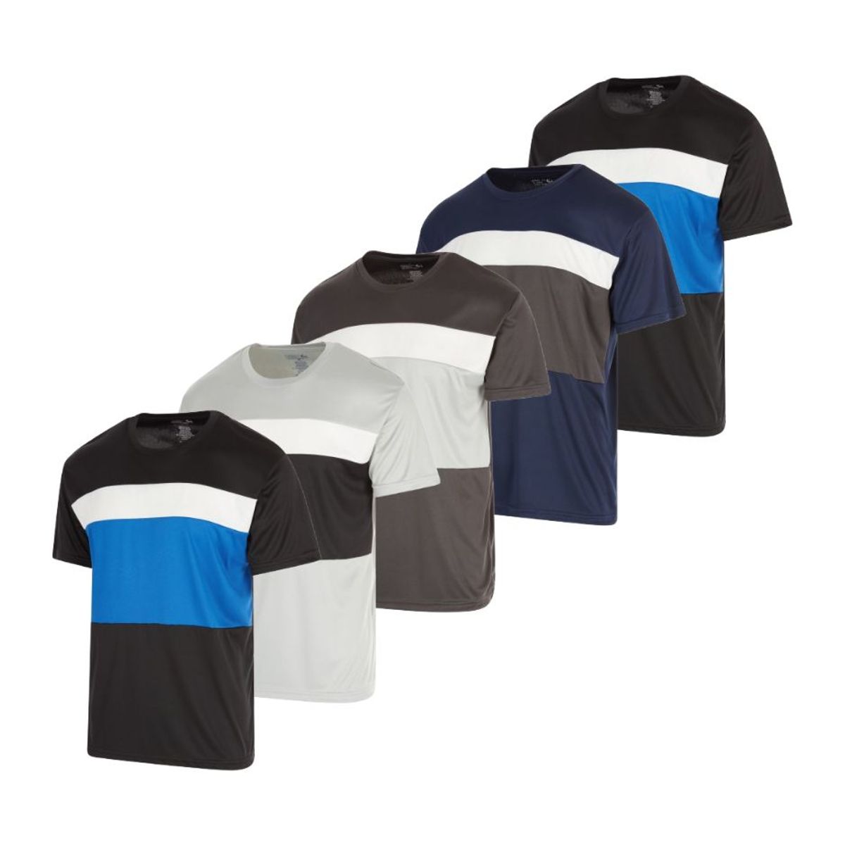 Men's Active Athletic Performance T-Shirt (5-Pack) - Set 1- Large