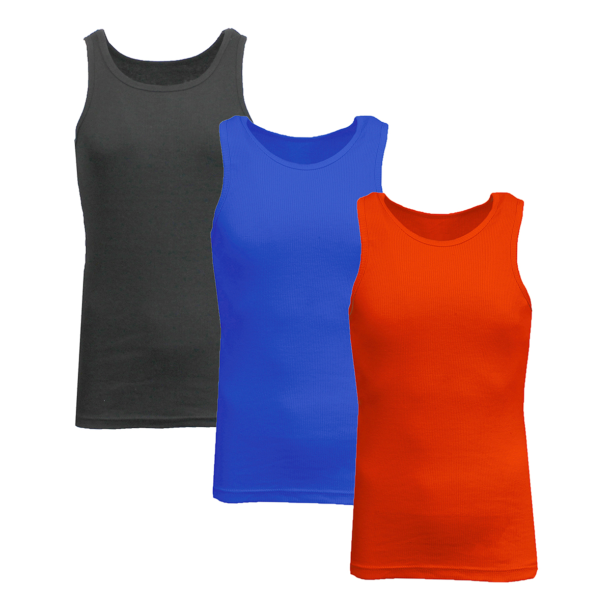 Men's Heavyweight Ribbed Tank Top (3-Pack) - MTT-1000 - BK-RY-RD - L