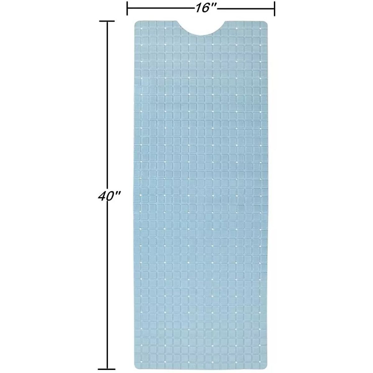 Extra-Large Non-Slip Bath Mat with Suction Cups - Blue Square