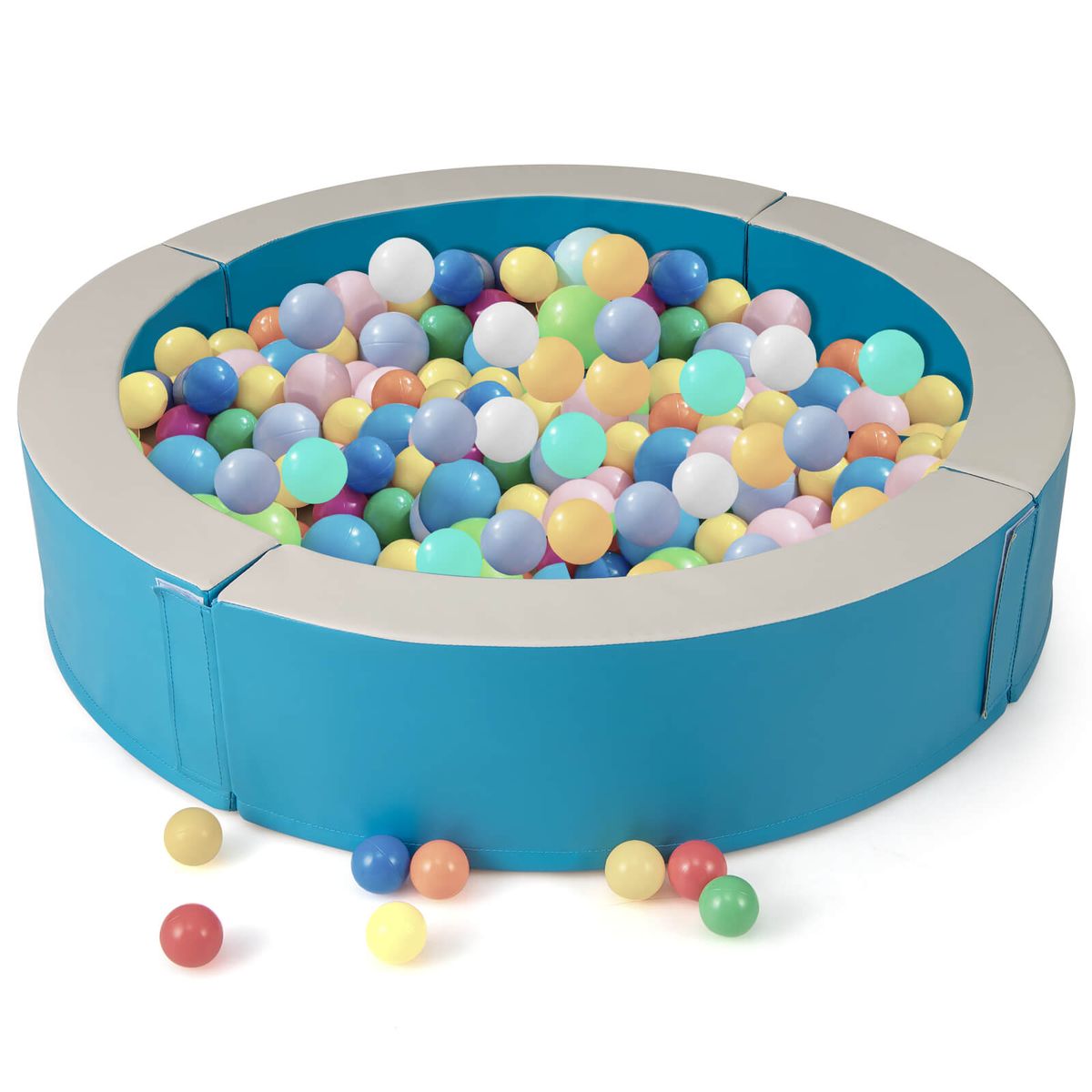 Detachable Foam Ball Pit with 50 Colorful Ocean Balls - Baby Ball Pit-Blue