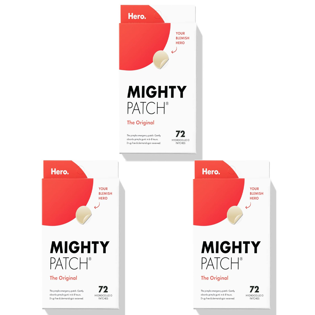 Mighty Patch Original by Hero Cosmetics 72 ct 1 to 6Pack  3 Pack