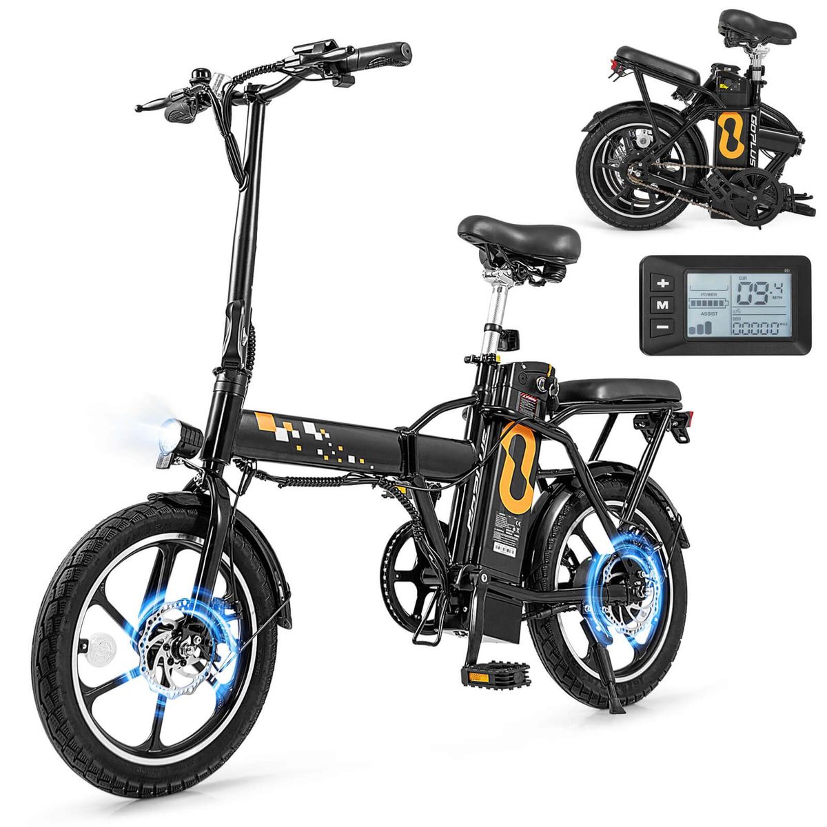 16"" Folding Portable Electric Bicycle with 550W Brushless Motor - Folding E-Bike