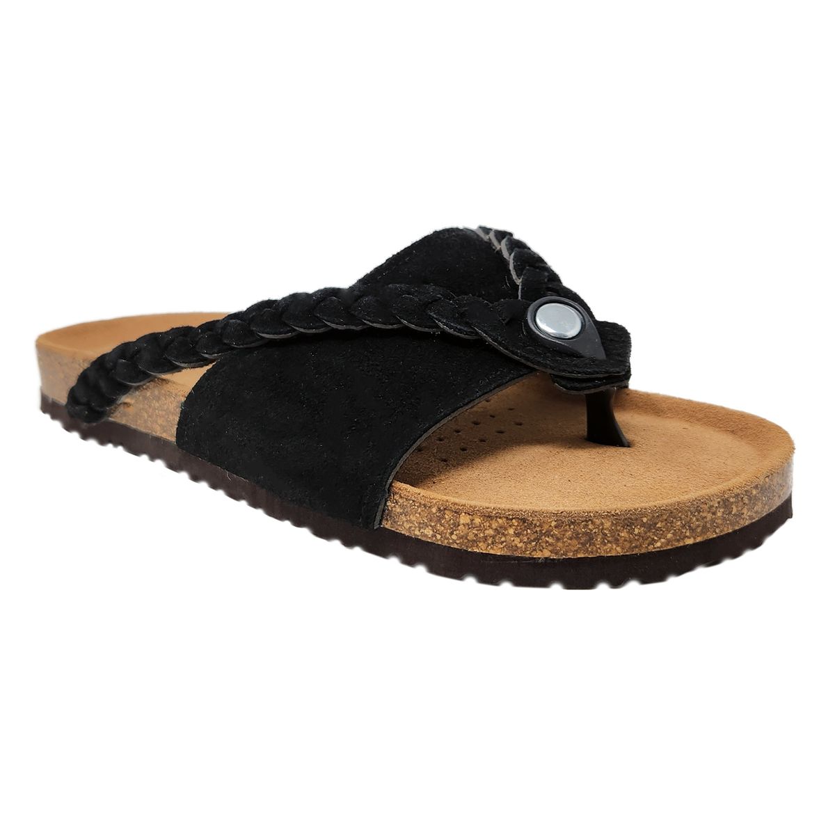 Gaahuu Women's Leather Braided Slide Sandals - black 8