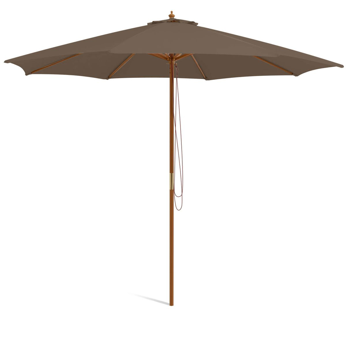 10-Foot Patio Umbrella with 8 Wooden Ribs & 3 Adjustable Heights - Market Umbrella -Coffee