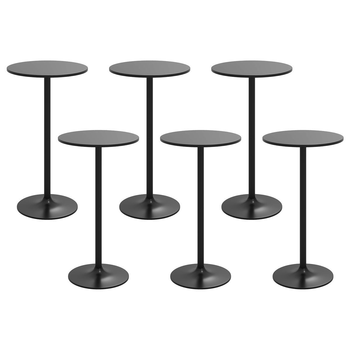 24-Inch Modern Round Cocktail Table with Metal Base (2 to 6-Pack) - Costway 6 PCS Round Pub Table