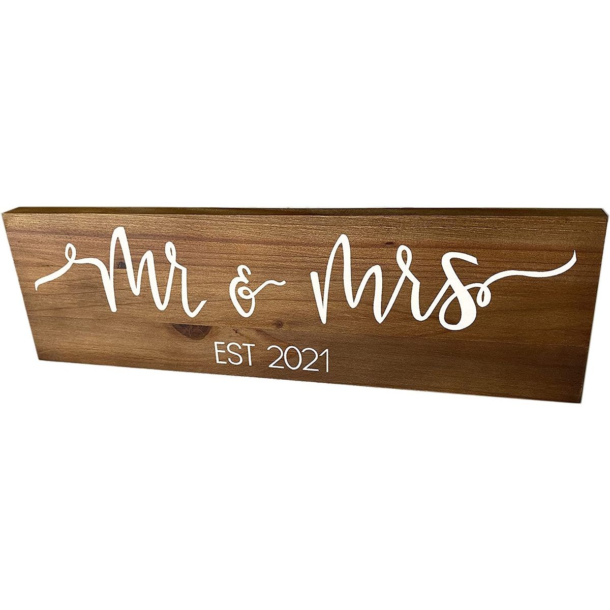 Mr. & Mrs. 2021 Wedding Large Hanging Sign - Craftwise-Brown-2021
