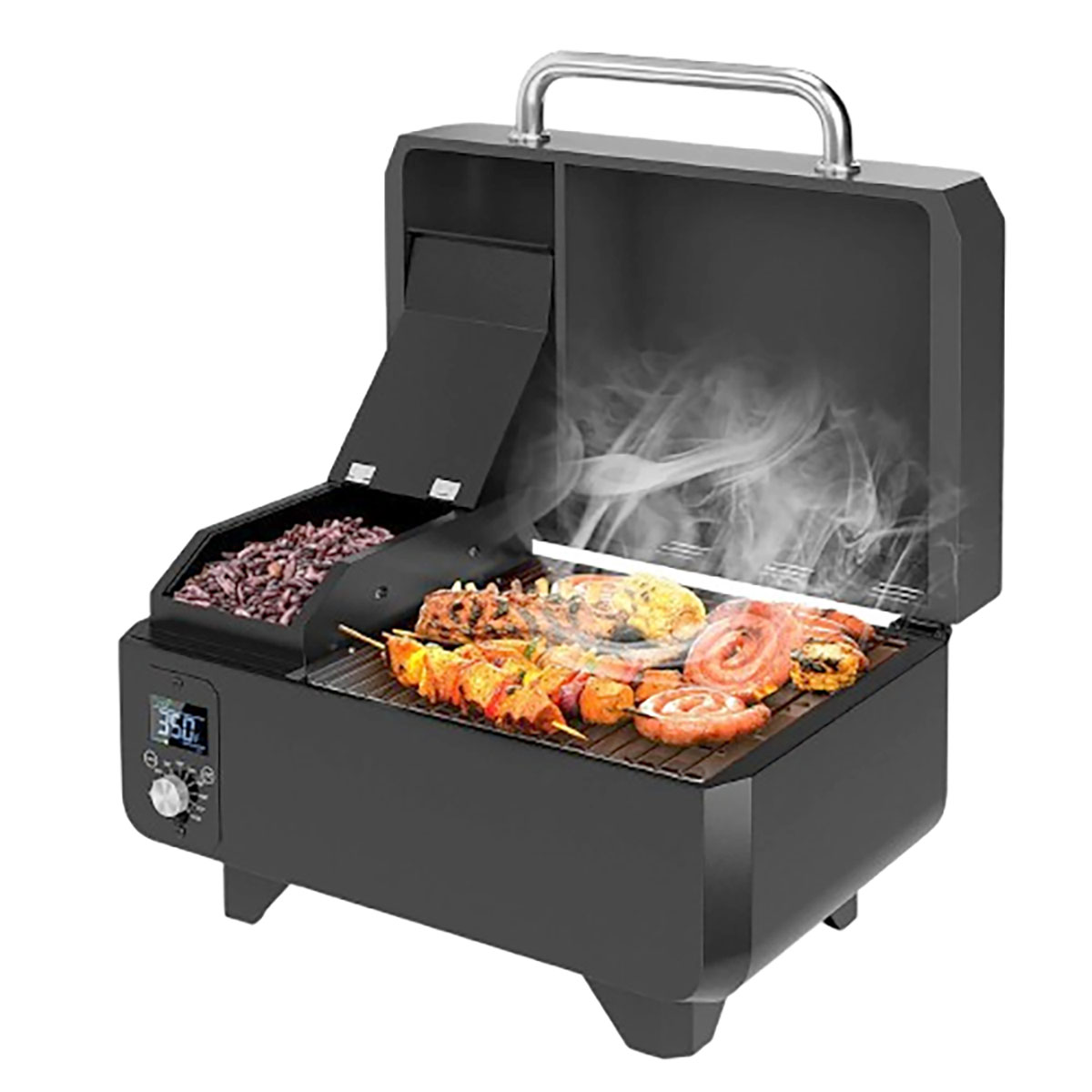 Photos - BBQ / Smoker Costway Outdoor Portable Tabletop Pellet Grill & Smoker with Digital Control - Portable Pellet Grill-Black FP10073US-DK 