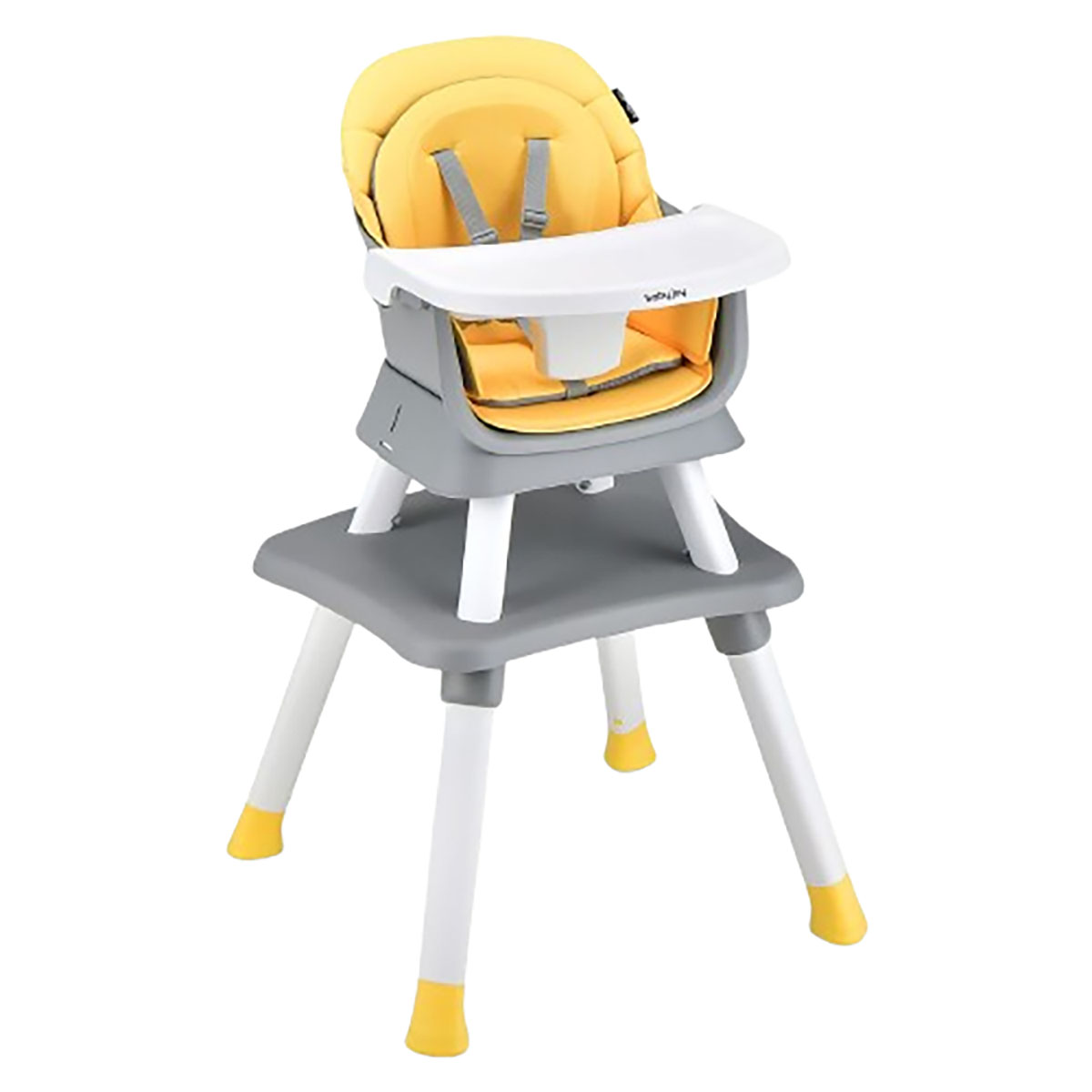 Convertible Baby High Chair with Adjustable Removable Tray (5 Colors) - Baby High Chair-Yellow