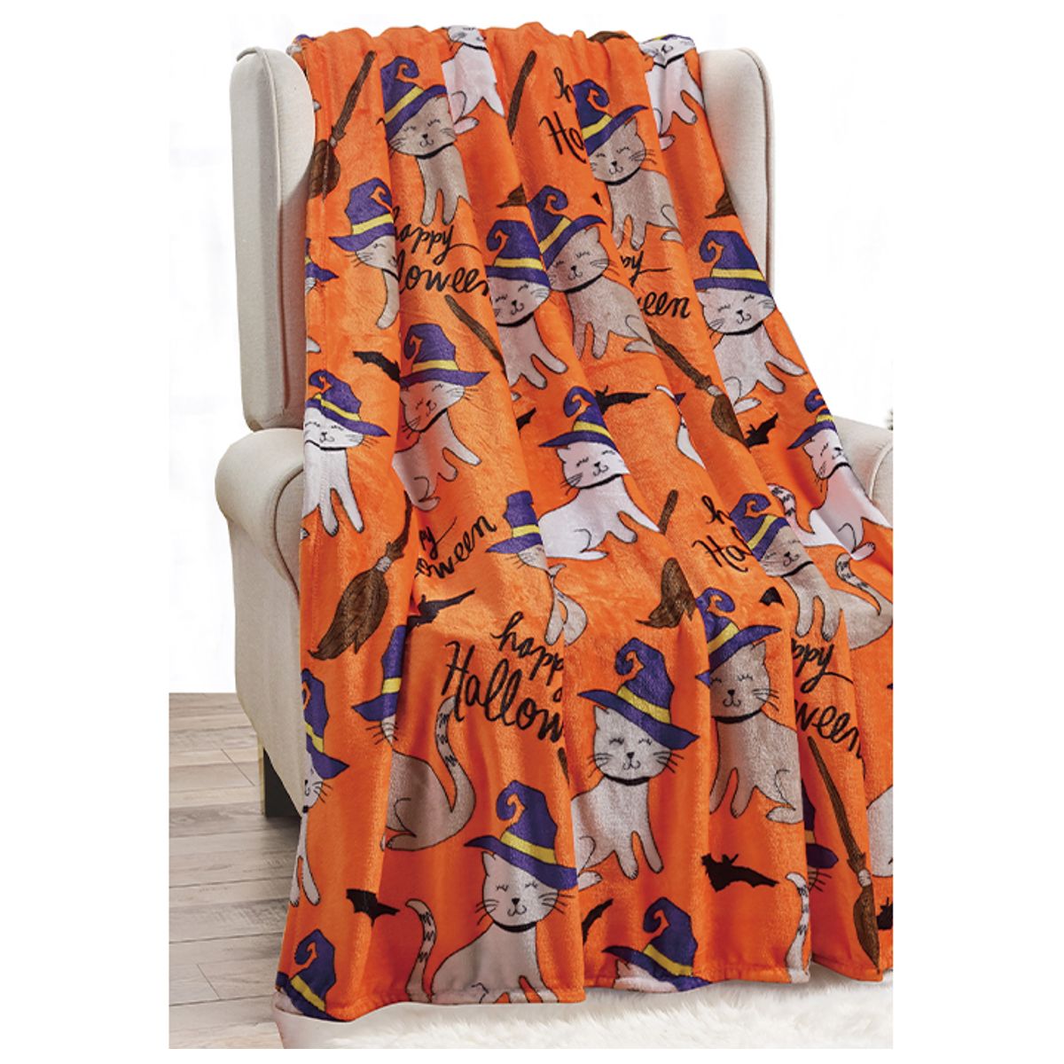 Noble House Microplush Halloween Throw Blanket - Cats