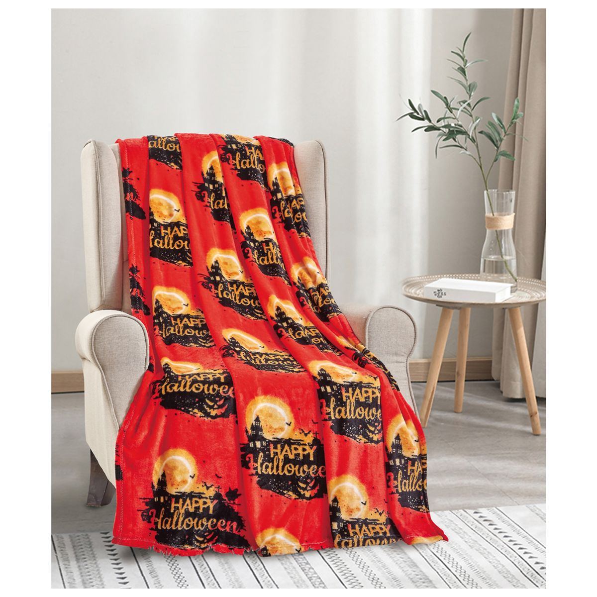Noble House Microplush Halloween Throw Blanket - Haunted House