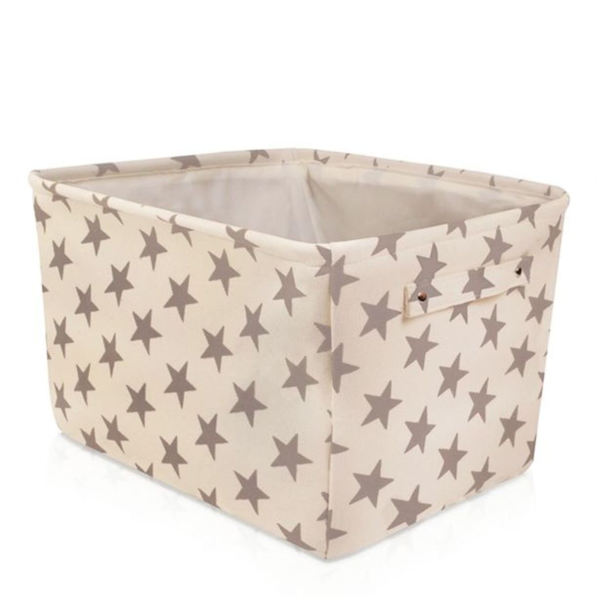 Canvas Storage Basket Organizer with Handles - Basket-White-Gry-Stars