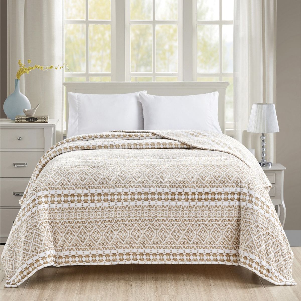 Oversized Queen or King Printed Blanket - Tala - 102 x 90 Inch Oversized Blanket