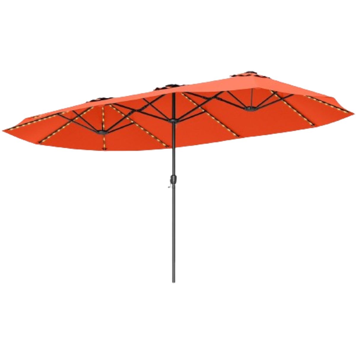 Extra-Large Patio Umbrella with LED Solar Lights - Patio Umbrella-Orange