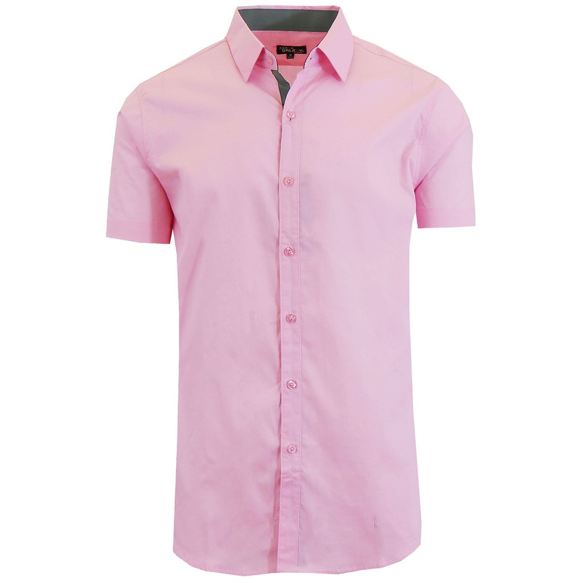 Men's Short Sleeve Dress Shirt - Pink-Medium