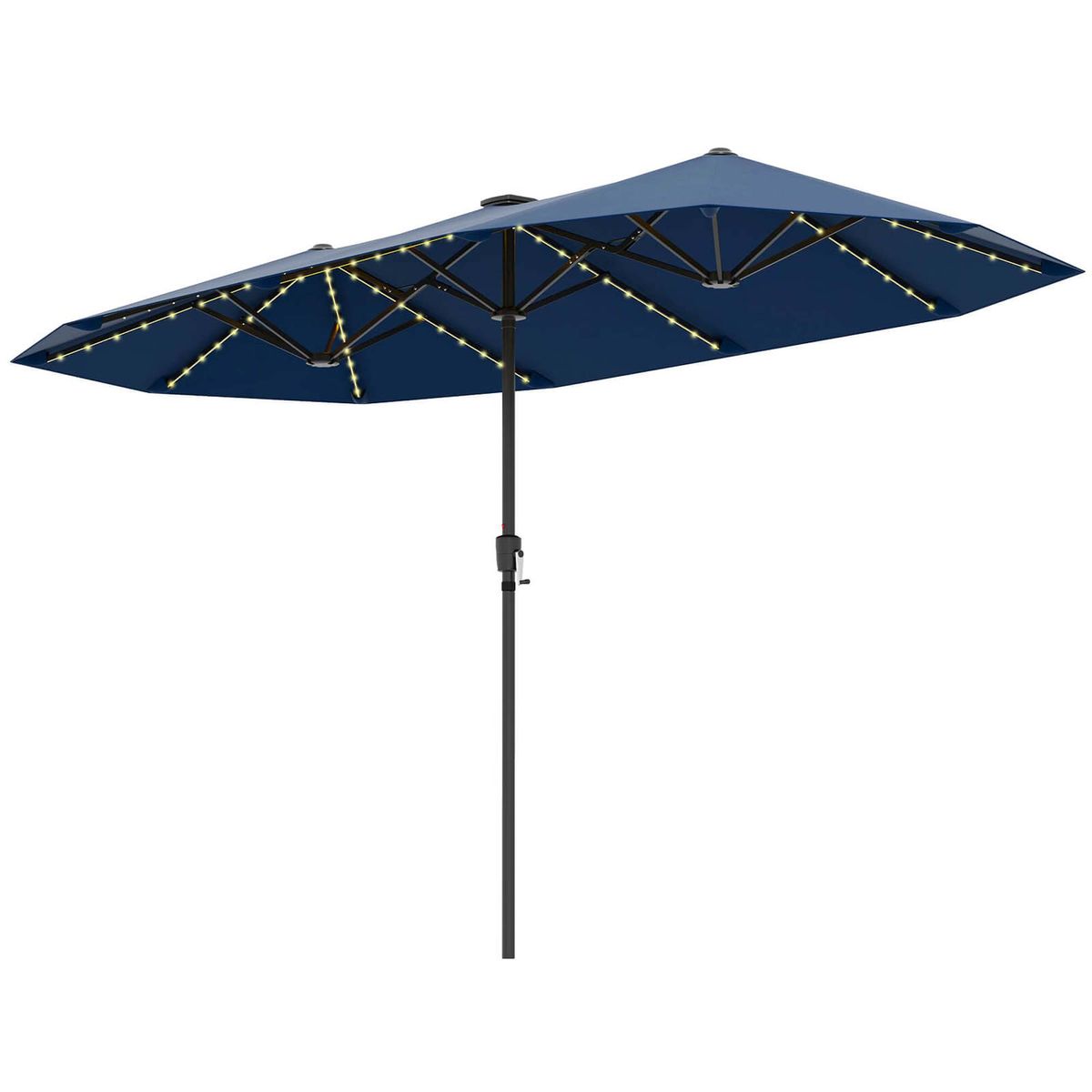 13-Foot Large Patio Umbrella with LED Solar Lights - Navy