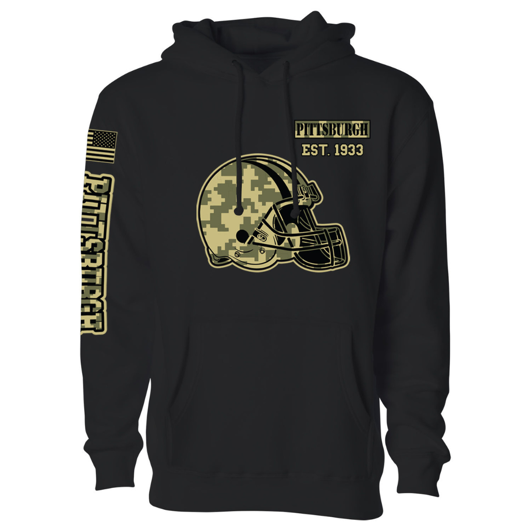 Women's Ultimate Black Camo Football Pullover Hoodie - Pittsburgh - Black / S