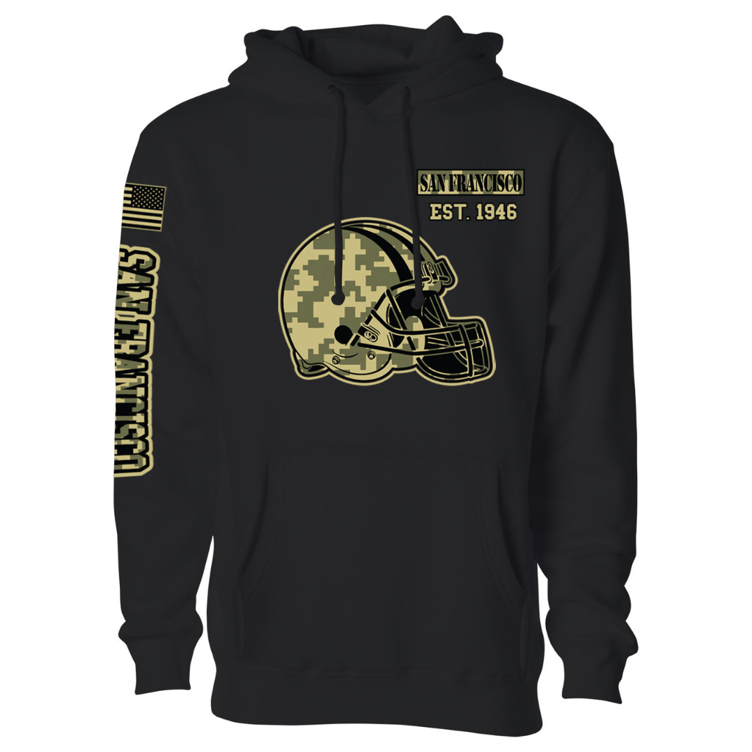 Women's Ultimate Black Camo Football Pullover Hoodie - San Francisco - Black / S